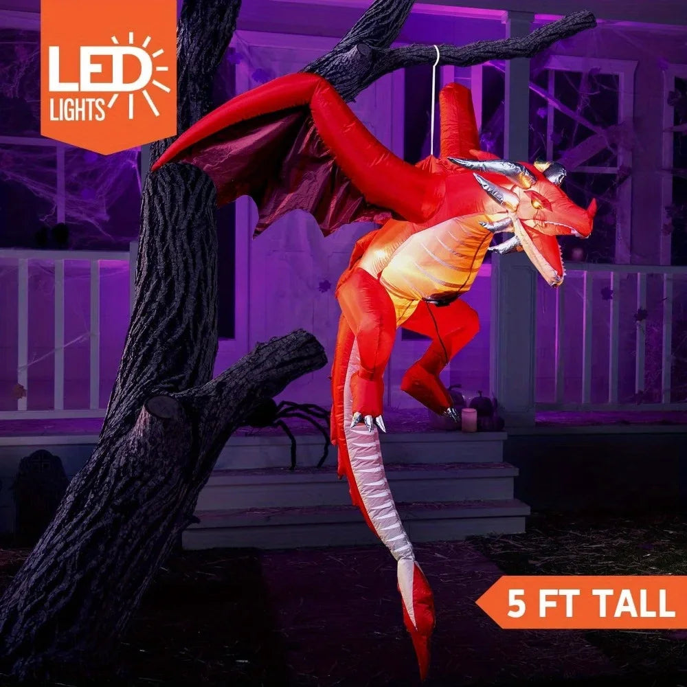 Hanging Halloween Dragon Inflatable | 5-Foot LED Decor | Toylandeu™