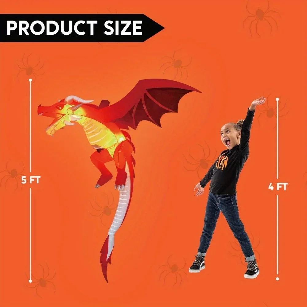 Hanging Halloween Dragon Inflatable | 5-Foot LED Decor | Toylandeu™
