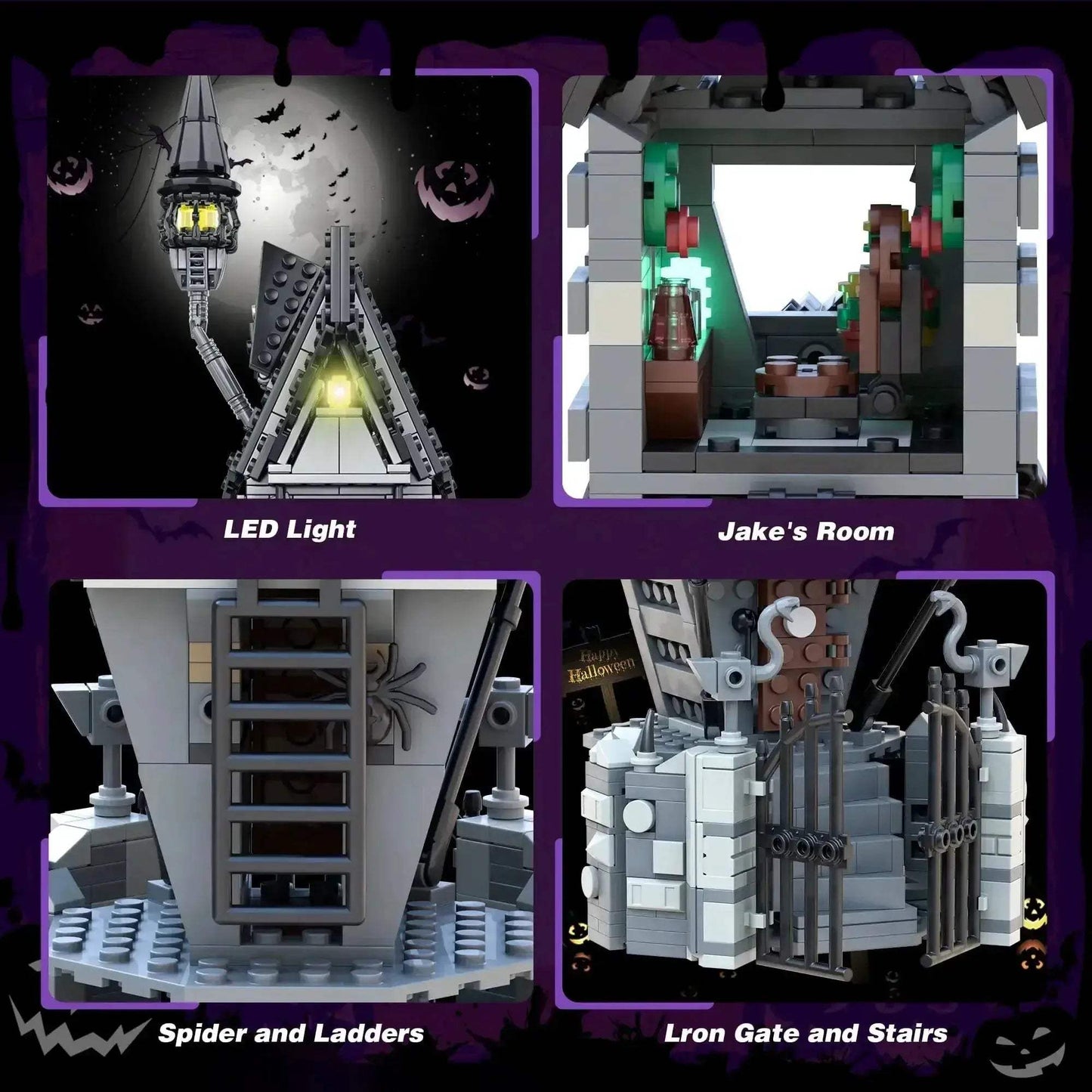 Haunted House Building Blocks Set With Lights For Desktop Decor - ToylandEU