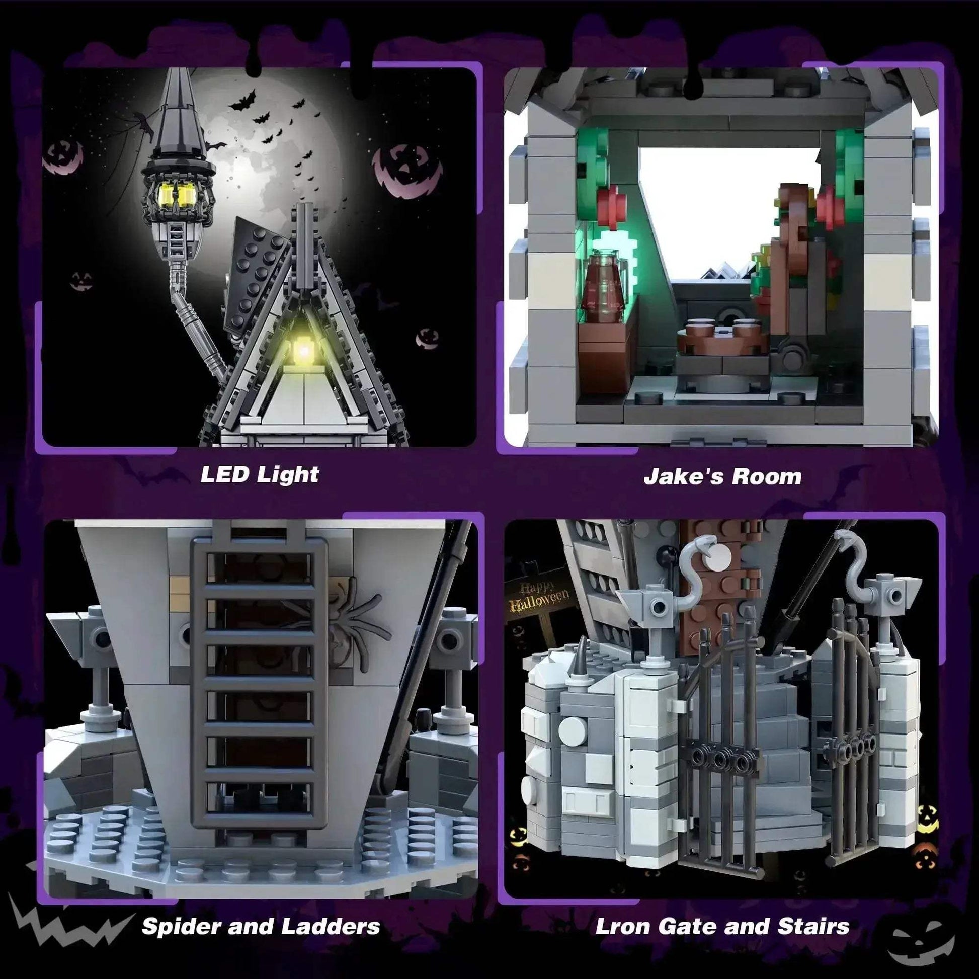 Haunted House Building Blocks Set With Lights For Desktop Decor - ToylandEU