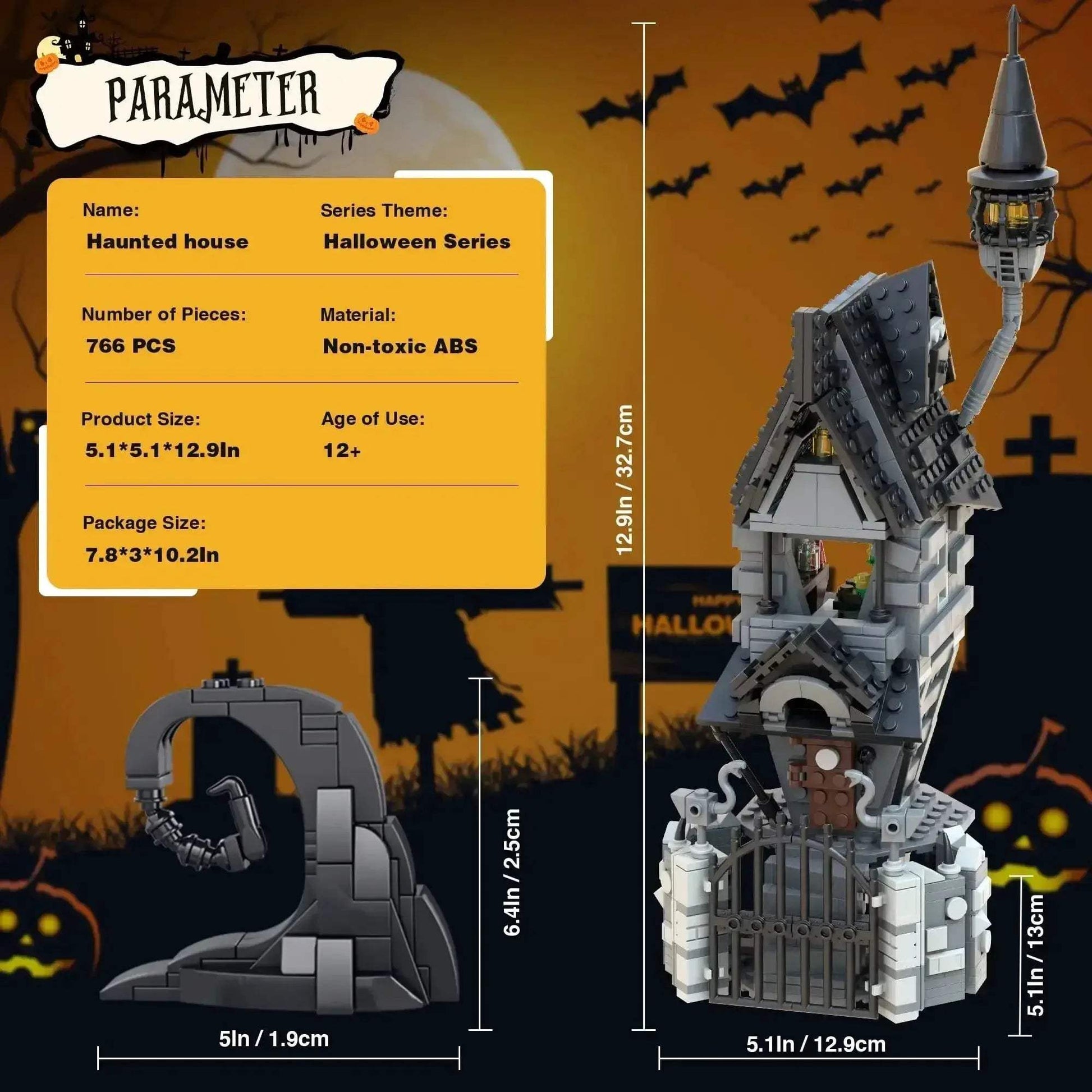 Haunted House Building Blocks Set With Lights For Desktop Decor - ToylandEU