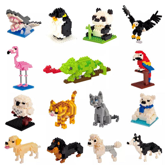 Kids Toy Mini Building Blocks Micro Bricks Eagle Moose Dog Cat Bird - ToylandEU