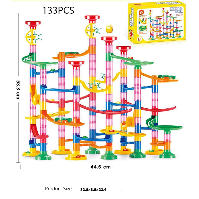 Exciting Marble Race DIY Building Blocks Set with Track and Funnel Slide - ToylandEU