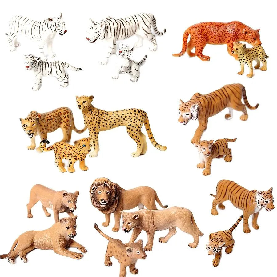 Wild Animal Kingdom PVC Figures Set with Cubs - Educational Toys and Cake Toppers - ToylandEU