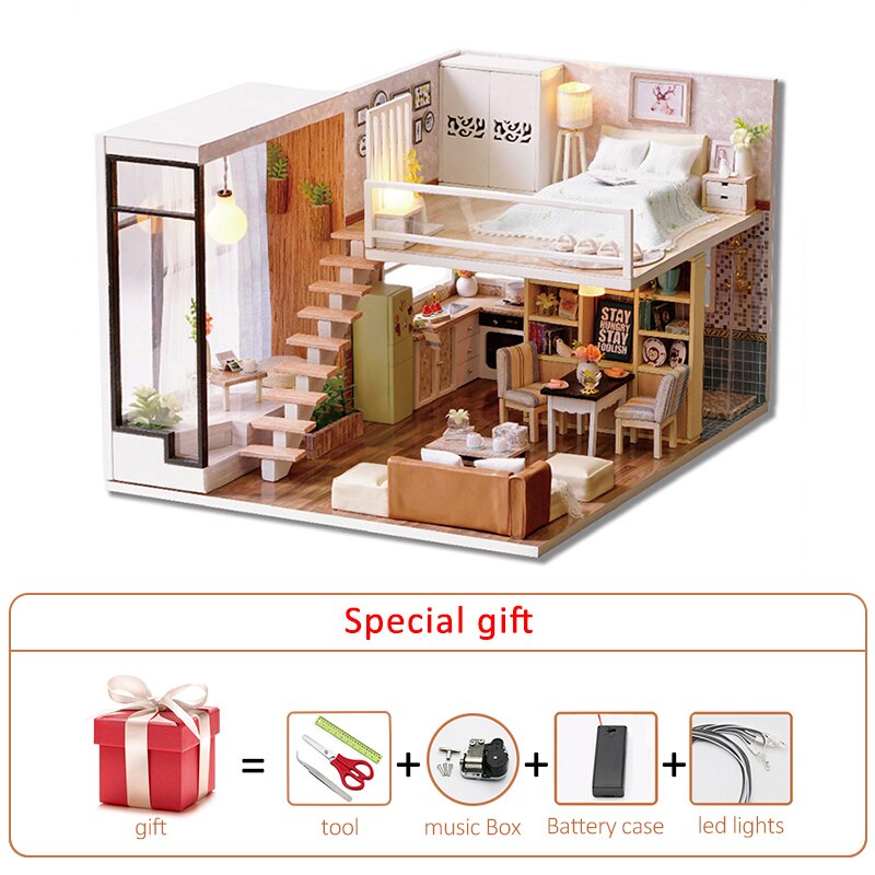 Sea Villa Wooden DIY Miniature Dollhouse Kit with Furniture - Kids Birthday Gift Toyland EU