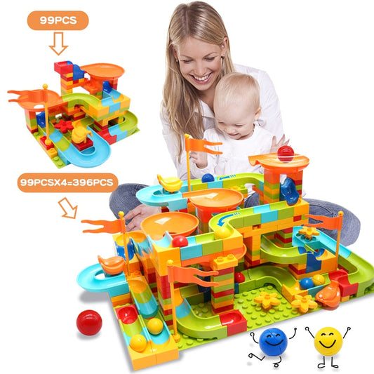 Maze Ball Building Blocks Set for Kids and Children - Funnel Slide Educational Toy - ToylandEU