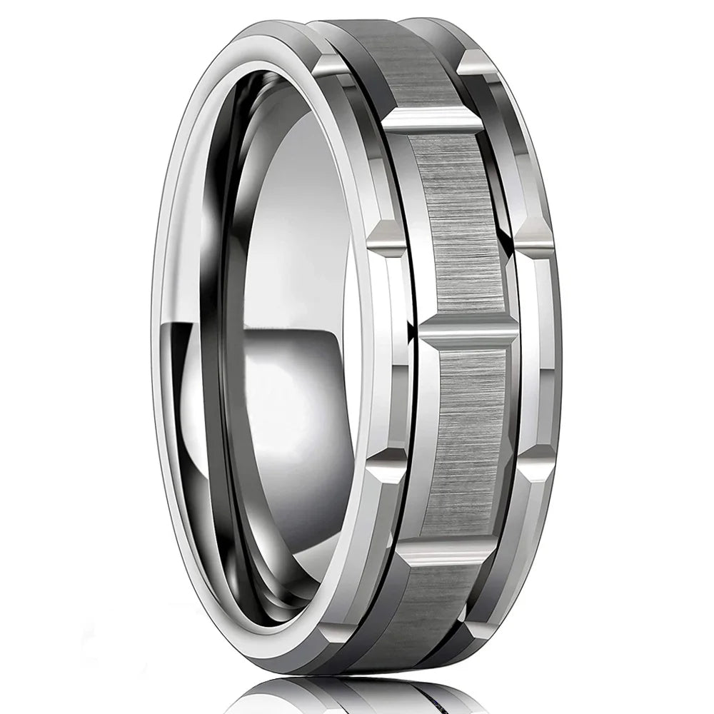 Rings | 8mm | Titanium Steel | Unisex Silver Matte Brushed Wedding Band