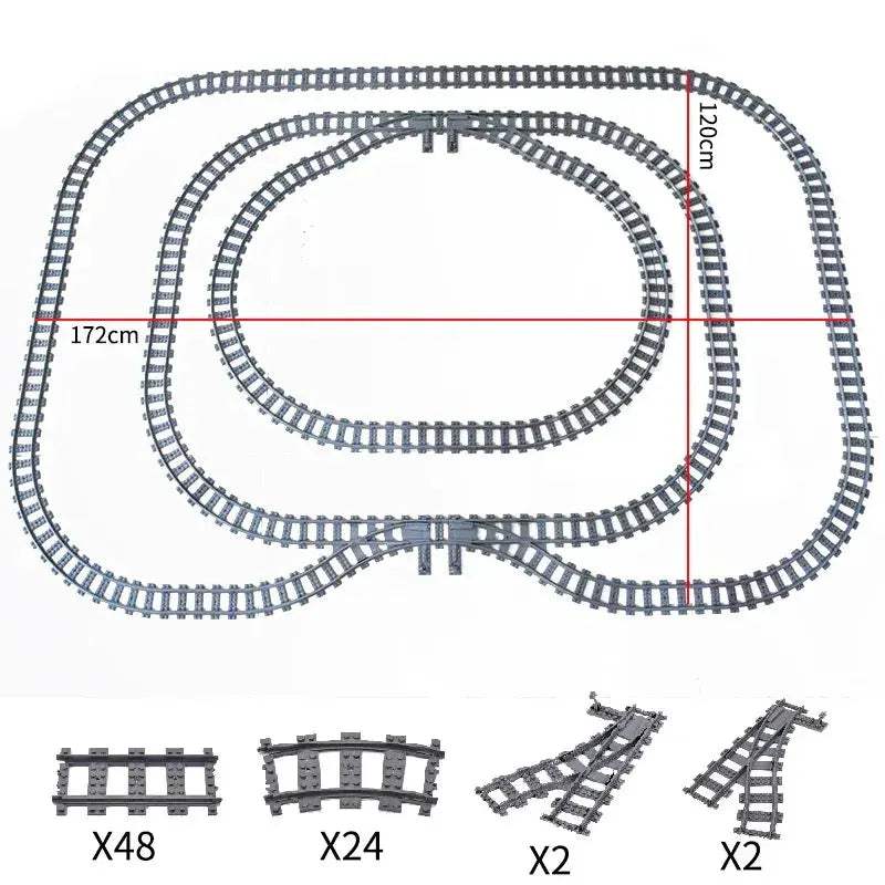 Flexible Train Tracks and Forked Crossing for Lego Compatible Blocks - ToylandEU
