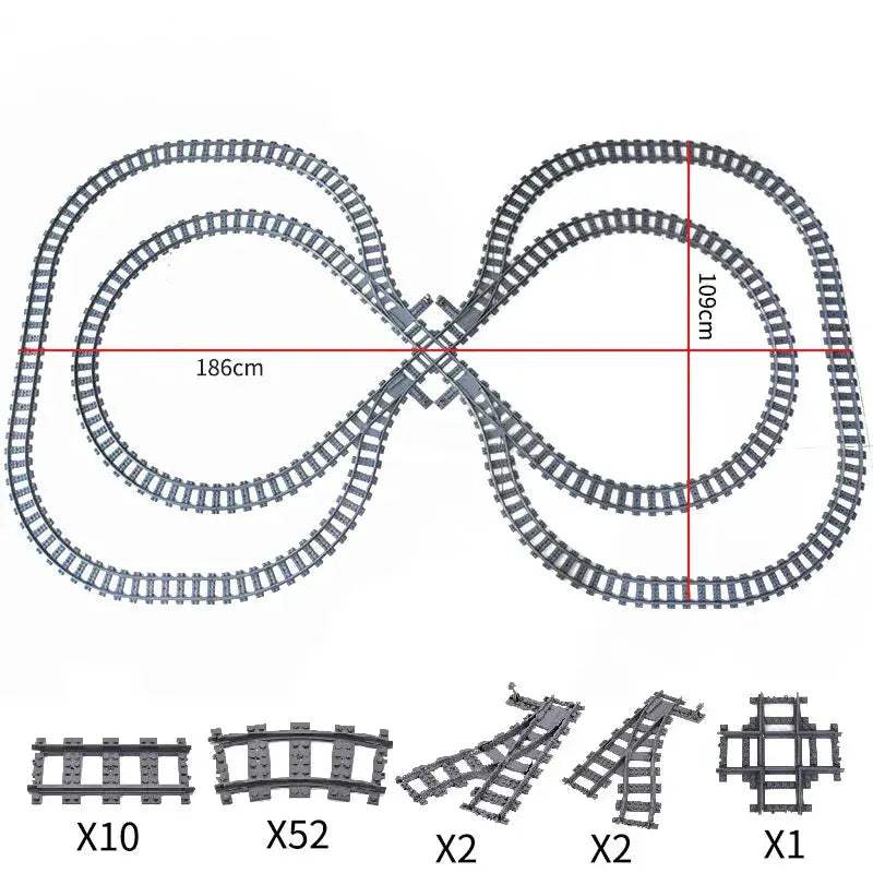 Flexible Train Tracks and Forked Crossing for Lego Compatible Blocks - ToylandEU