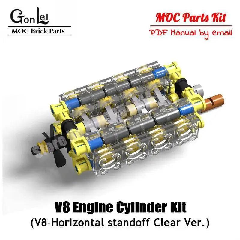 New Technical V8 Piston Engine MOC Building Blocks Building Bricks MOC - ToylandEU