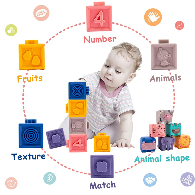 Montessori Toy Set: 12 Soft Building Blocks with Various Themes and Certifications - ToylandEU