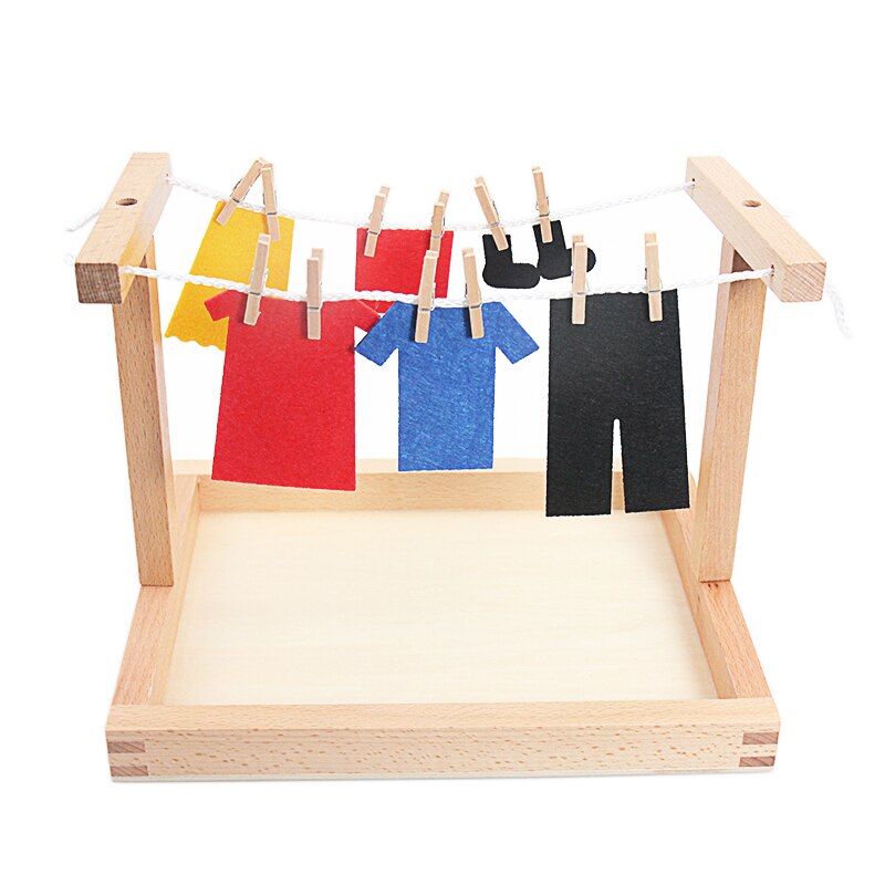 Children's Montessori Wooden DIY Mini Clothes Drying Frame Toy