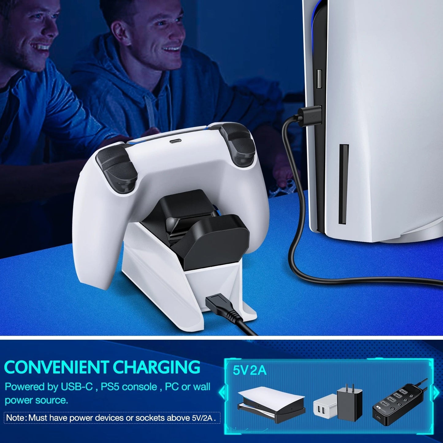 Dual Charging Cradle Dock Station For PS5 Wireless Controllers