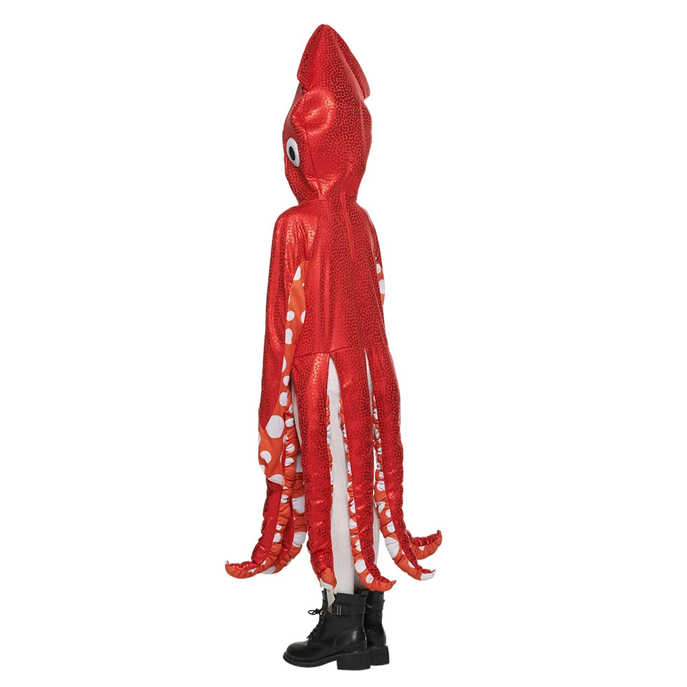 Adorable Red Octopus Costume for Kids - Unisex Halloween Fun by Eraspooky