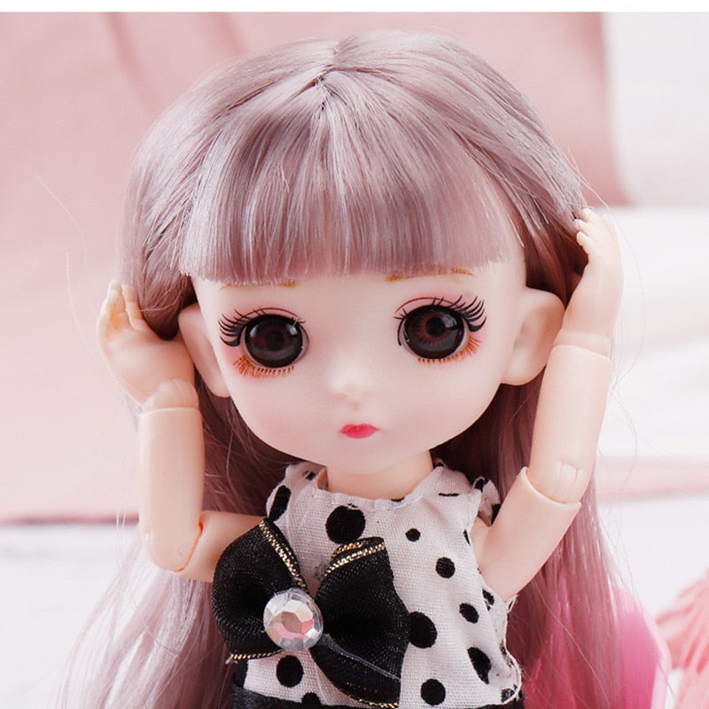 Mini 16 cm BJD Doll with Beautiful 3D Big Eyes and DIY Dress-Up Kit
