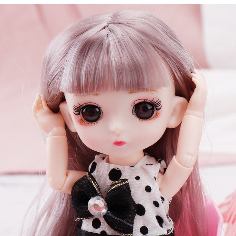 Mini 16 cm BJD Doll with Beautiful 3D Big Eyes and DIY Dress-Up Kit - ToylandEU