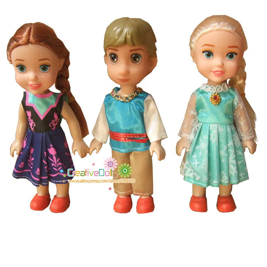 Elsa, Anna, and Kristoff Childhood Doll Gift Set - 16CM Size - ToylandEU