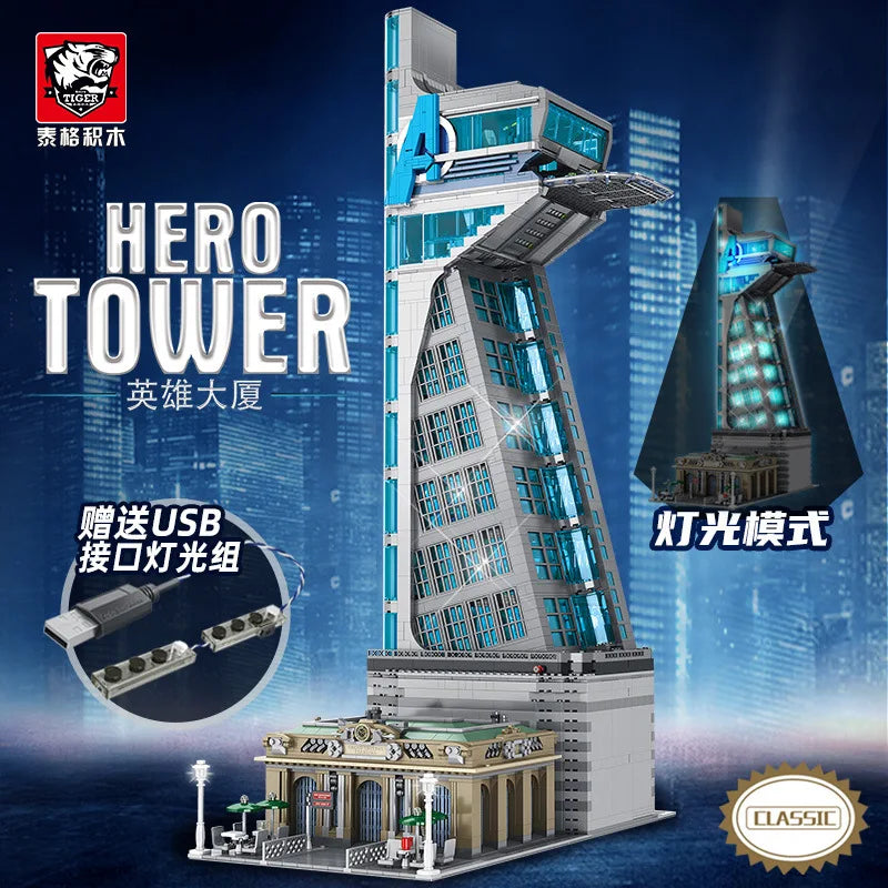 Iron Man Hero Tower with LED Lights - 5883PCS Model - ToylandEU