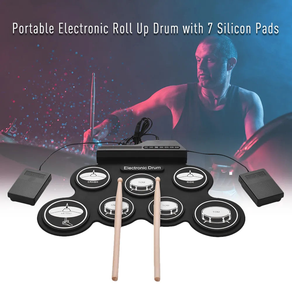 Digital Electronic Drum Compact Size USB Foldable Silicon Drums Set Toyland EU