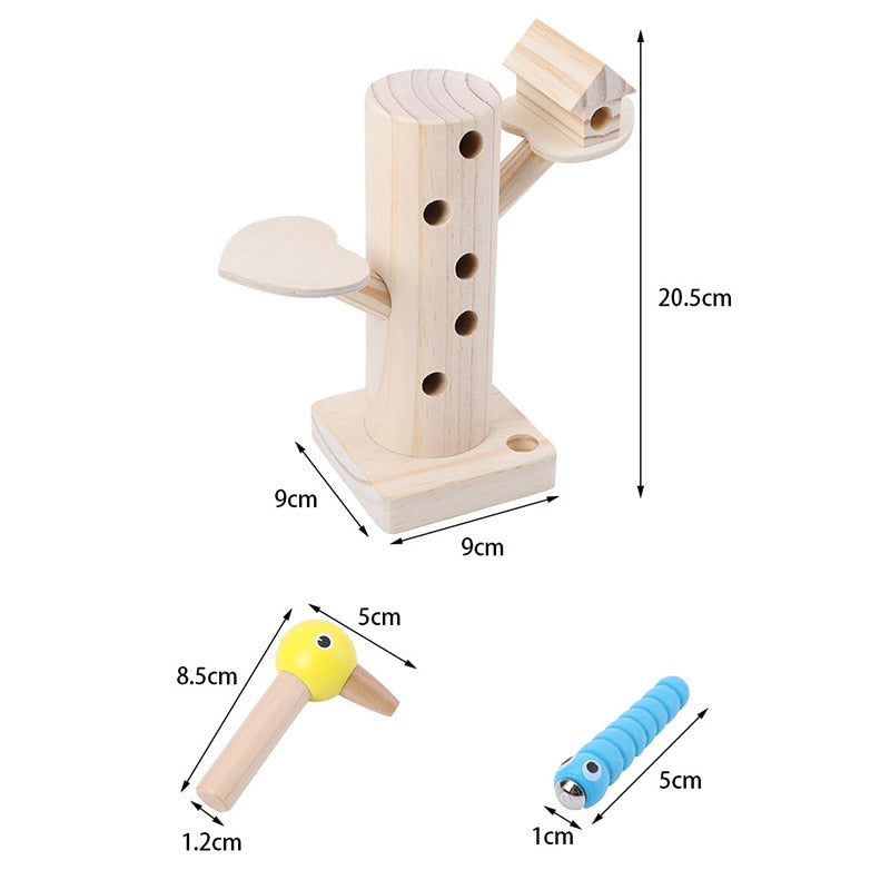 Woodpecker Pole Magnetic Wooden Educational Toy for Toddlers - Nature Learning Game - ToylandEU