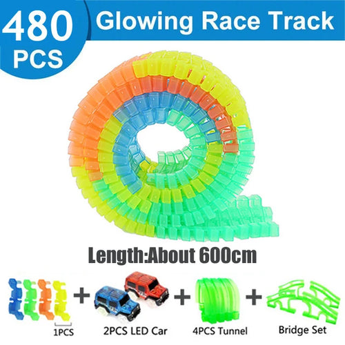 DIY Glowing LED Racing Track Set with Colorful Flashing Cars ToylandEU.com Toyland EU