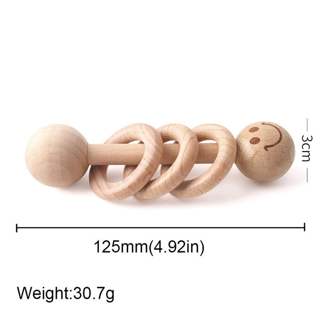 Wooden Teether Rattle Montessori Activity Gym Toy for Babies Toyland EU