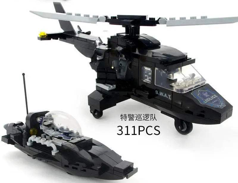 Premium Lego Compatible Building Blocks Set Multi Vehicle City Police Station Bus Car Helicopter Army Trucks For Kids - ToylandEU