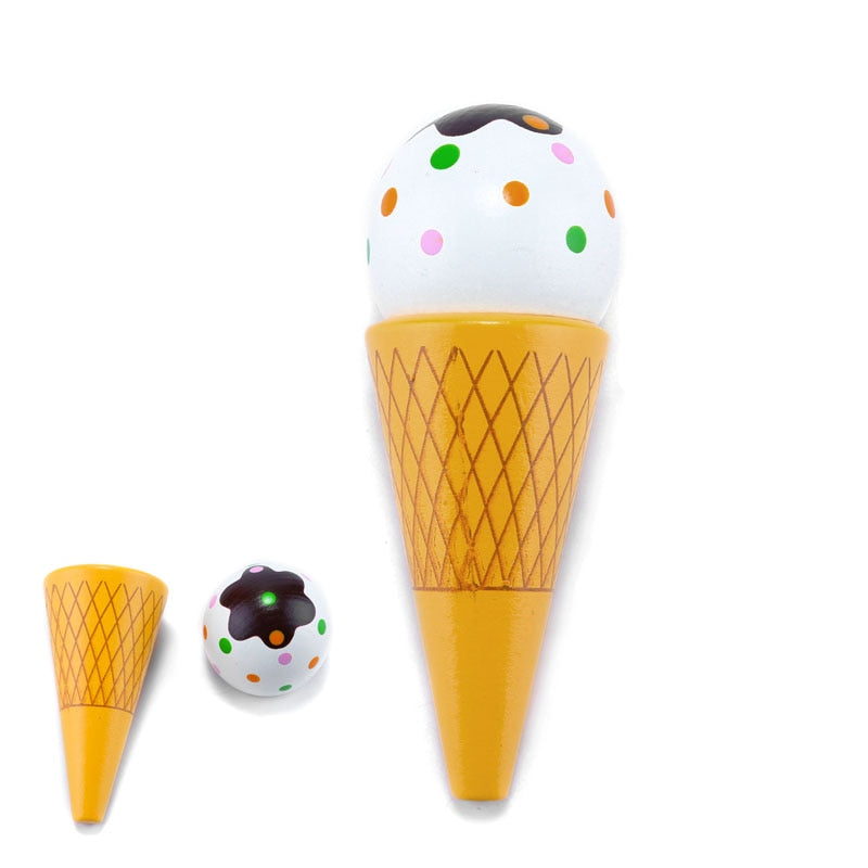 Wooden Kitchen Ice Cream Pretend Play Toy Set for Children, Magnetic Vanilla Chocolate -5 - ToylandEU