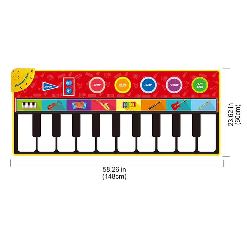 Large Size Baby Musical Mat with Dinosaur Theme, Piano Toy for Early Learning Toyland EU Toyland EU