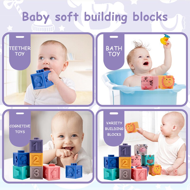 Montessori Toy Set: 12 Soft Building Blocks with Various Themes and Certifications - ToylandEU