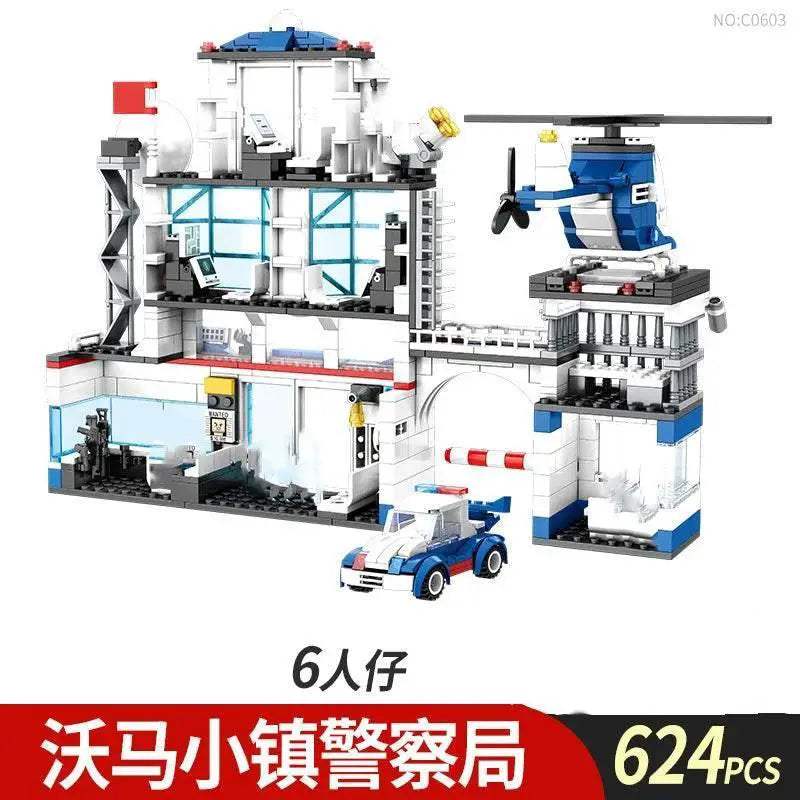 Premium Lego Compatible Building Blocks Set Multi Vehicle City Police Station Bus Car Helicopter Army Trucks For Kids - ToylandEU