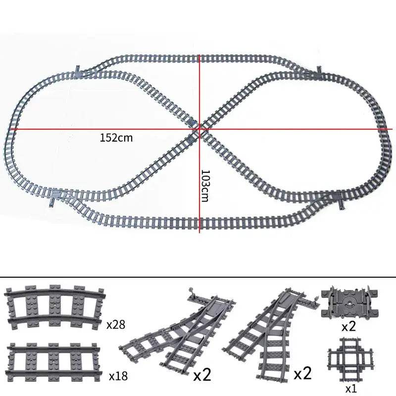 Flexible Train Tracks and Forked Crossing for Lego Compatible Blocks - ToylandEU