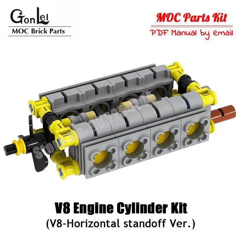 New Technical V8 Piston Engine MOC Building Blocks Building Bricks MOC - ToylandEU
