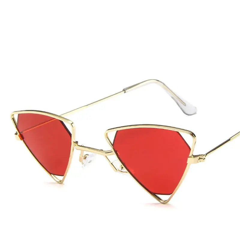 Retro Alloy Triangle Punk Sunglasses Men Hollow Eyewear Candy Colors Gradient Gothic Sun Glasses For Women Openwork Metal Frame - ToylandEU