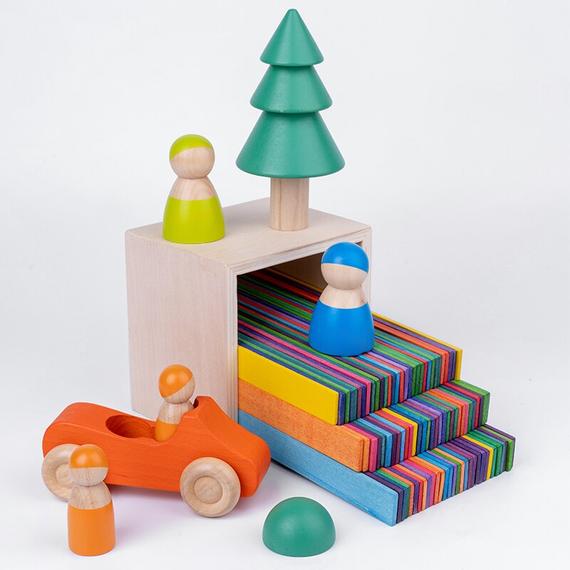 Montessori Wooden Arch Bridge Building Blocks Set for Kids - 100 Piece