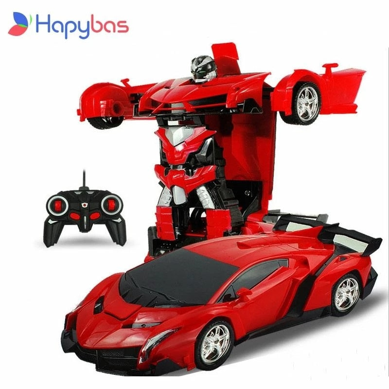 2-in-1 RC Car Converting and Sports Car Remote Control Robot Toy