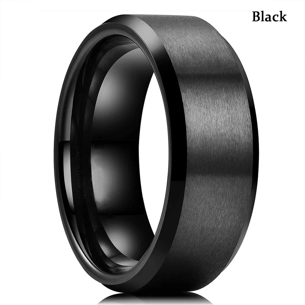 Rings | 8mm | Titanium Steel | Unisex Silver Matte Brushed Wedding Band