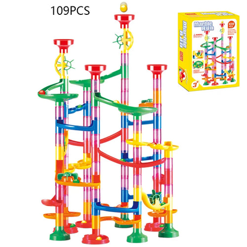 Exciting Marble Race DIY Building Blocks Set with Track and Funnel Slide ToylandEU.com Toyland EU