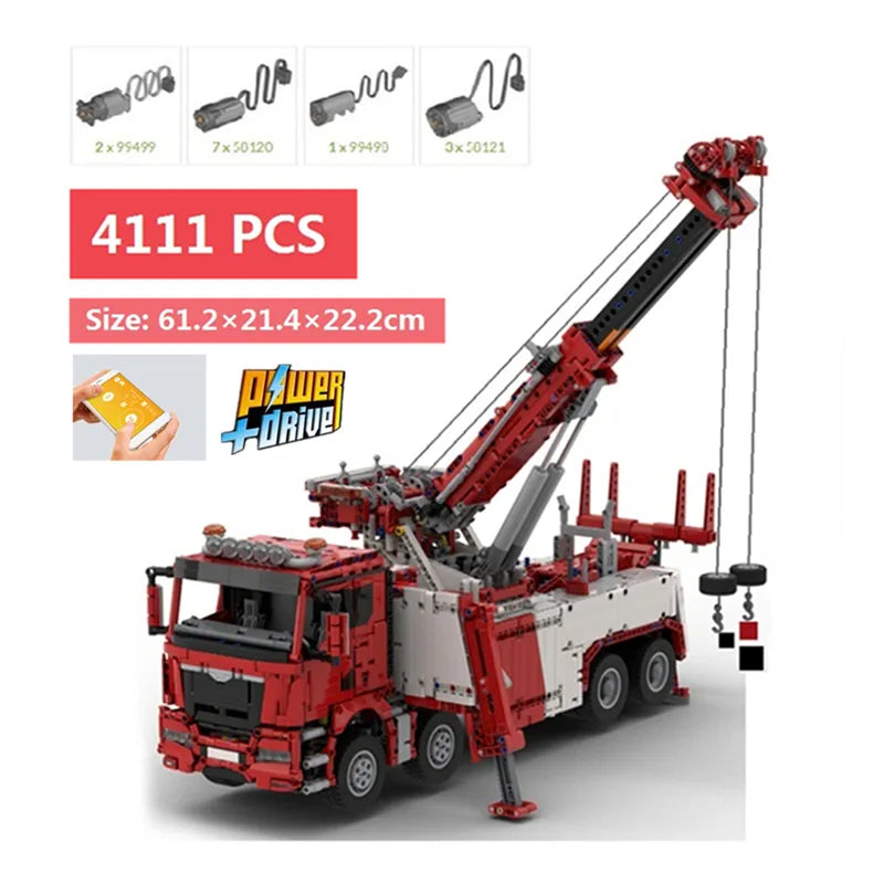 New 4111pcs Road Rescue Truck Crane Remote Control Building Blocks Toy