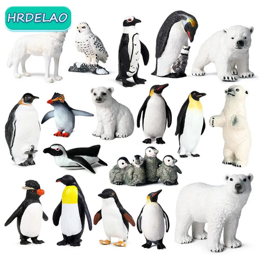 Realistic High-Quality Arctic Animals Figures Set - Penguin, Polar Bear, Snowy Owl, Wolf - ToylandEU