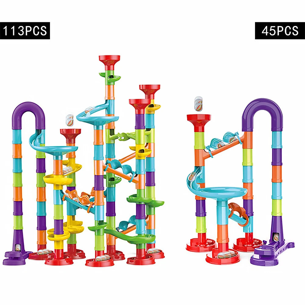 3D Slide Runway Race Building Blocks Electric Marble Run Childrens - ToylandEU