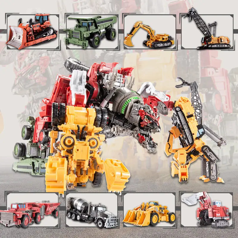 AOYI Toys SS Devastator TF5 Metal Overload Roaring Roll 8 IN 1 Vehicle - 48CM ABS Plastic Robot Figure - ToylandEU