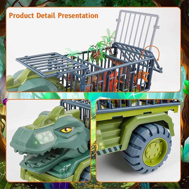 Dinosaur Transport Car Carrier Truck Toy with Inertia Vehicle and Dinosaur Gift
