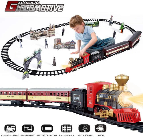 Electric Christmas Train Toy Set Car Railway Tracks Steam Locomotive ToylandEU.com Toyland EU