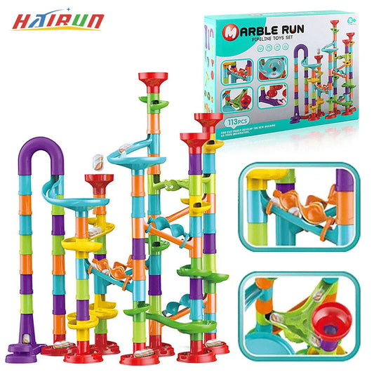 3D Slide Runway Race Building Blocks Electric Marble Run Childrens - ToylandEU