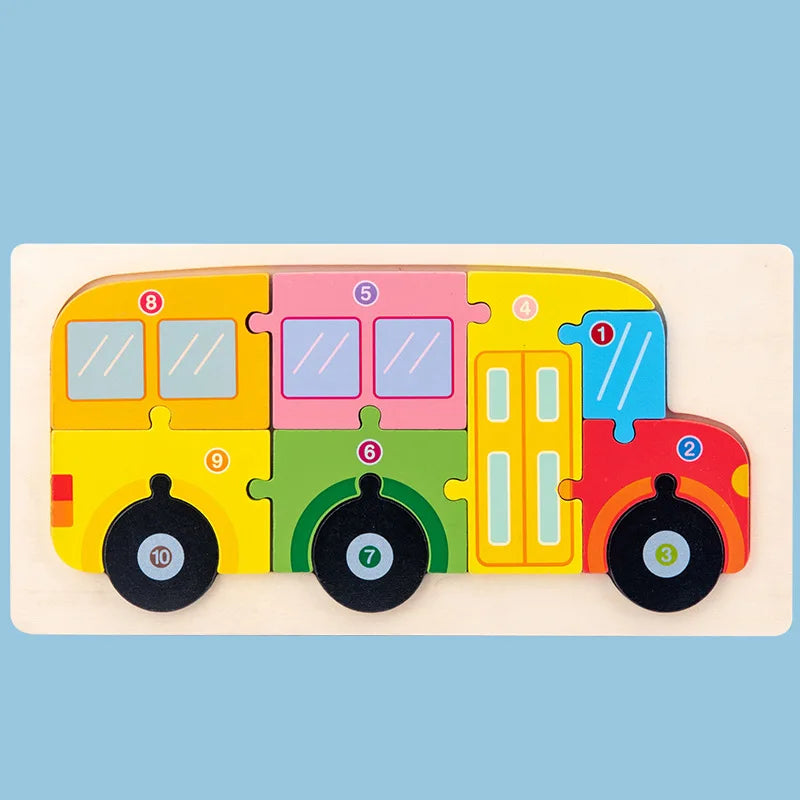 Wooden Puzzle | 3D Cartoon Animal | Montessori Early Education Toy | Big Size