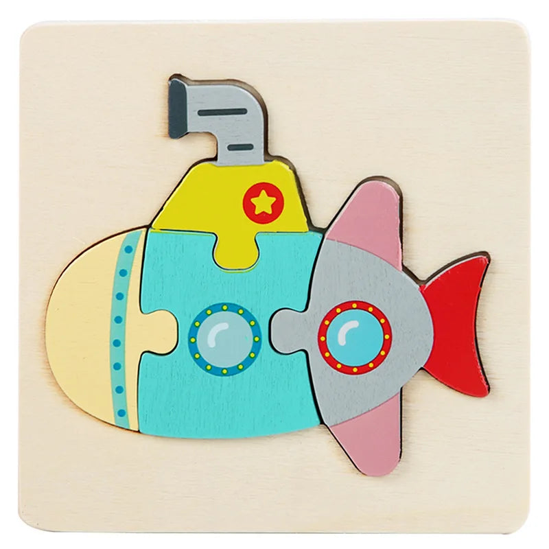Wooden Puzzle | 3D Cartoon Animals | Educational Early Learning Toy | Unisex