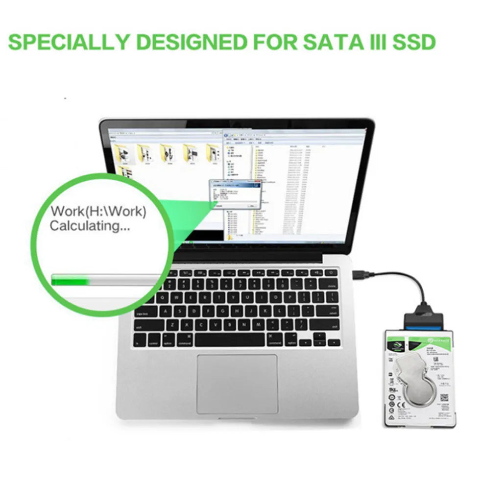 SATA 3 to Type-C Adapter Cable for 2.5-Inch HDD and SSD - USB 3.1 Interface - ToylandEU