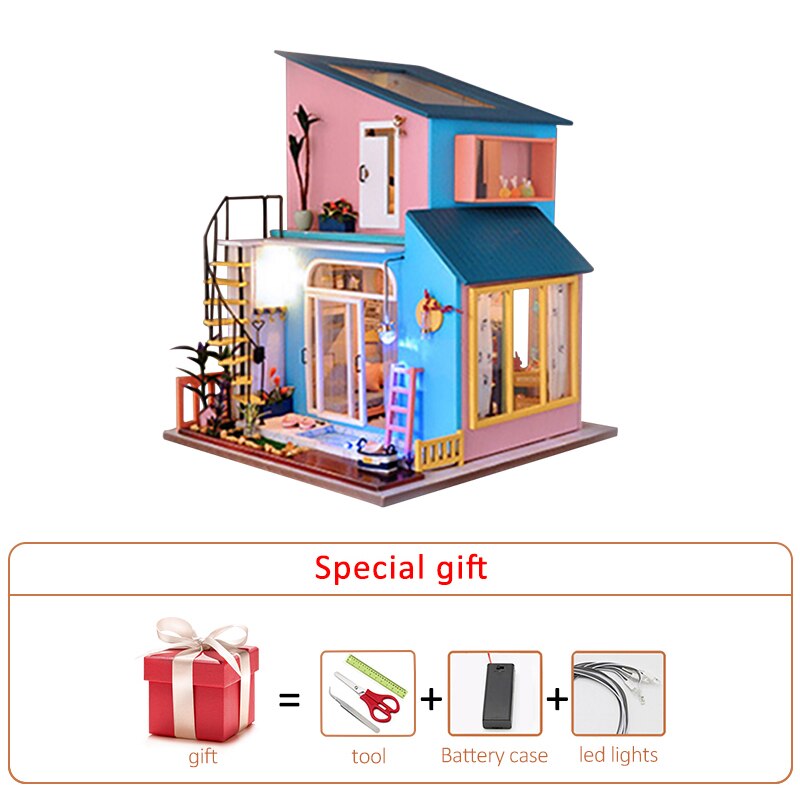 Sea Villa Wooden DIY Miniature Dollhouse Kit with Furniture - Kids Birthday Gift Toyland EU Toyland EU