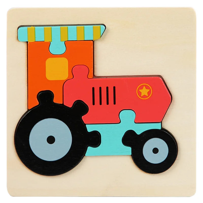 Wooden Puzzle | 3D Cartoon Animals | Educational Early Learning Toy | Unisex